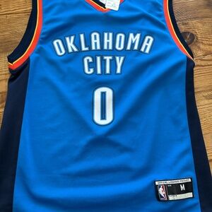 NBA Oklahoma City Blue Jersey with Red and Yellow Accents